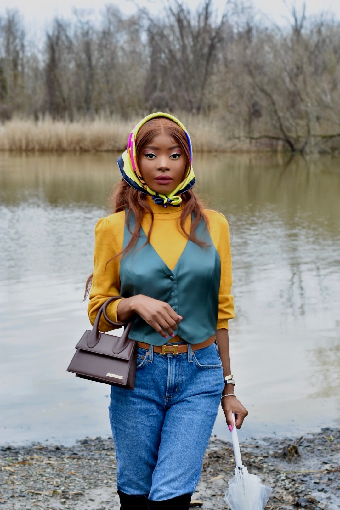 My Lady Safari Silk Twill Scarf Yellow/Pink Square 65