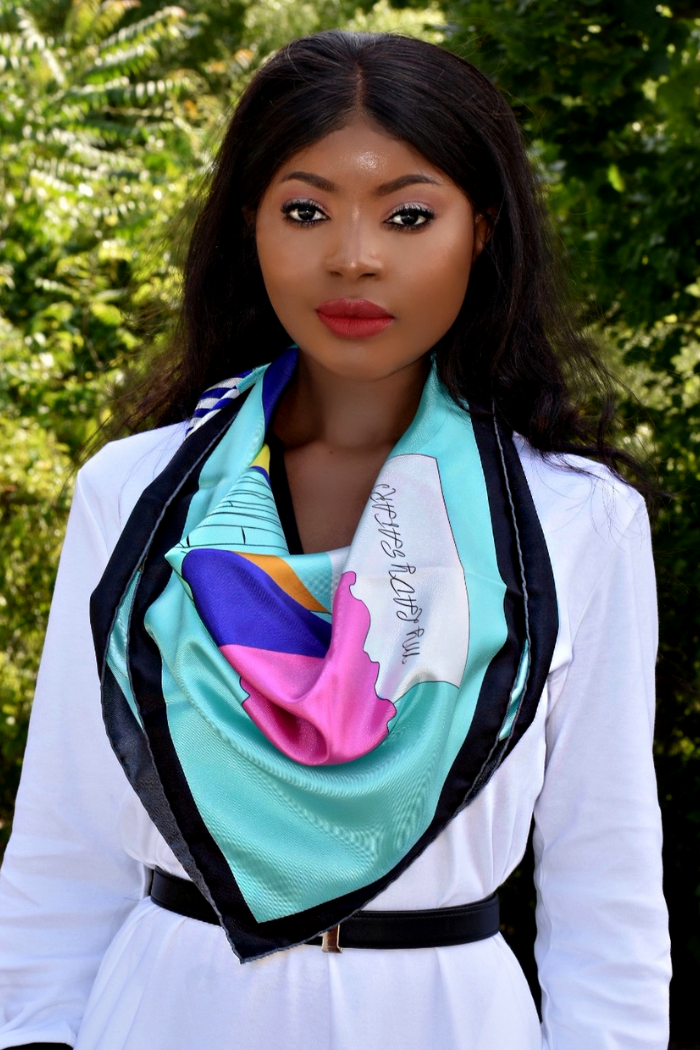 My Lady Safari Silk Twill Scarf Blue/Pink Square 65