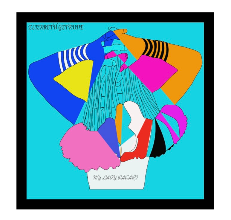 My Lady Safari Silk Twill Scarf Blue/Pink Square 65