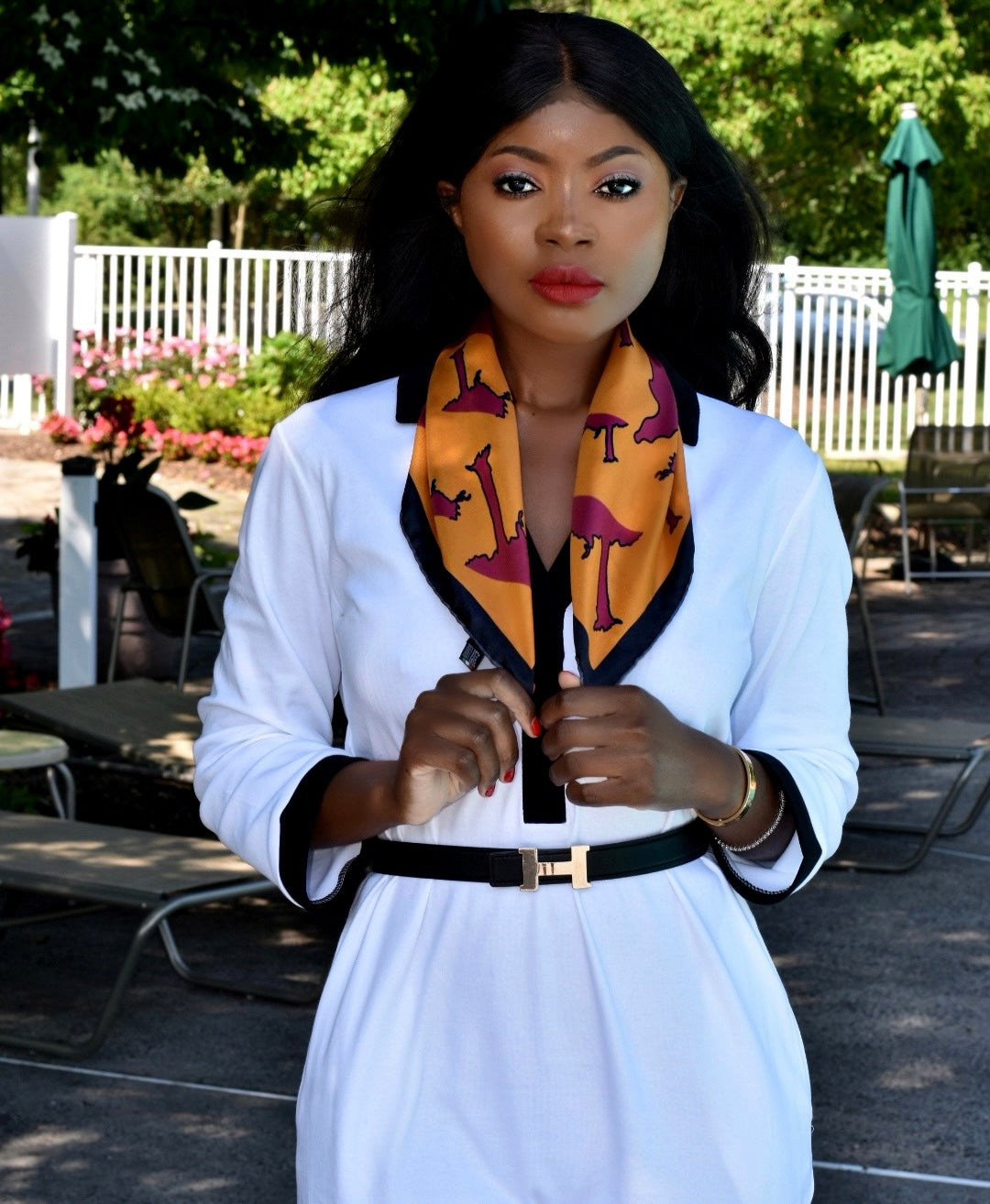 Baobab Silk Twill Scarf Mustard/Burgundy Small Neck Scarf 53