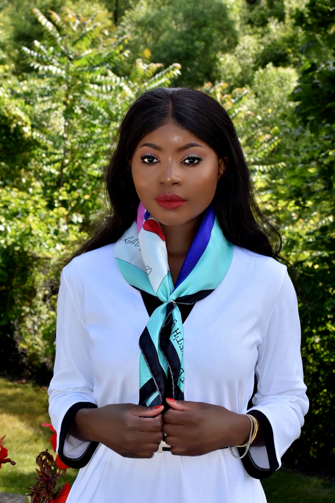 My Lady Safari Silk Twill Scarf Blue/Pink Square 65