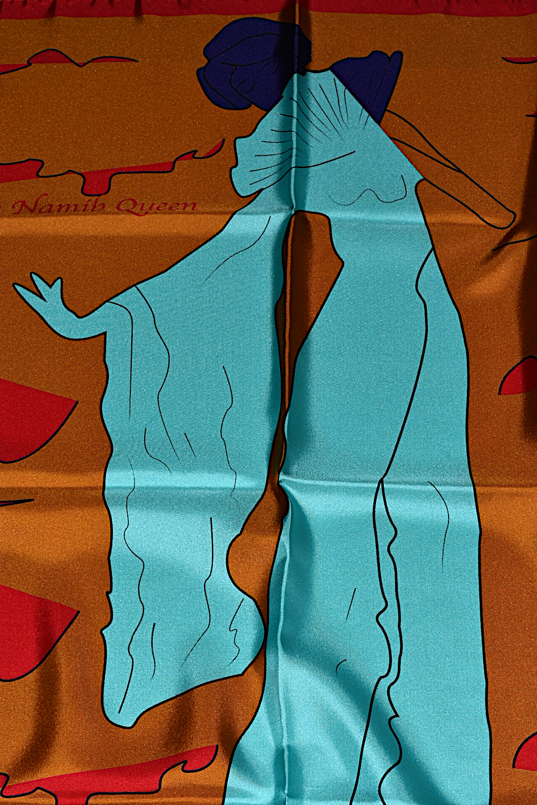 The Namib Queen Silk Twill Scarf Mustard/Blue Large Square 90