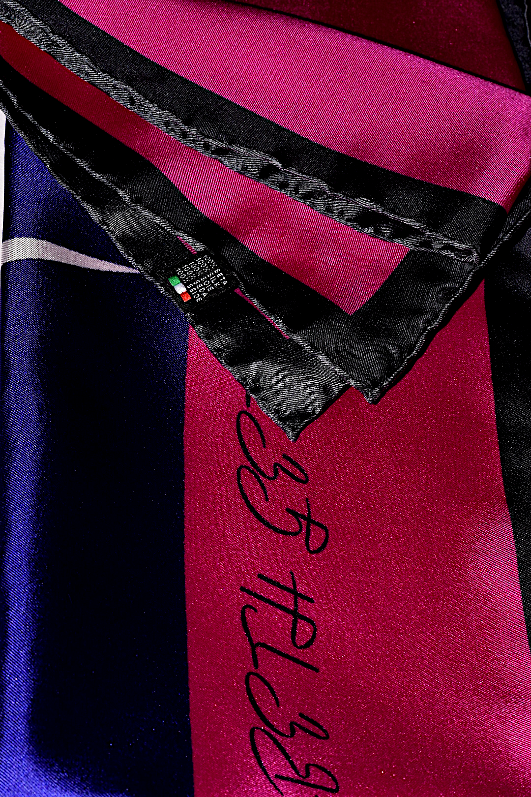 Red-billed Hornbill Ma Belle Silk Twill Scarf Pink/Navy Blue Large Square 75